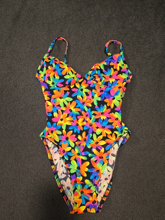 Pacific Connections Other - Vintage Neon Floral One-Piece Swimsuit - Multicolor